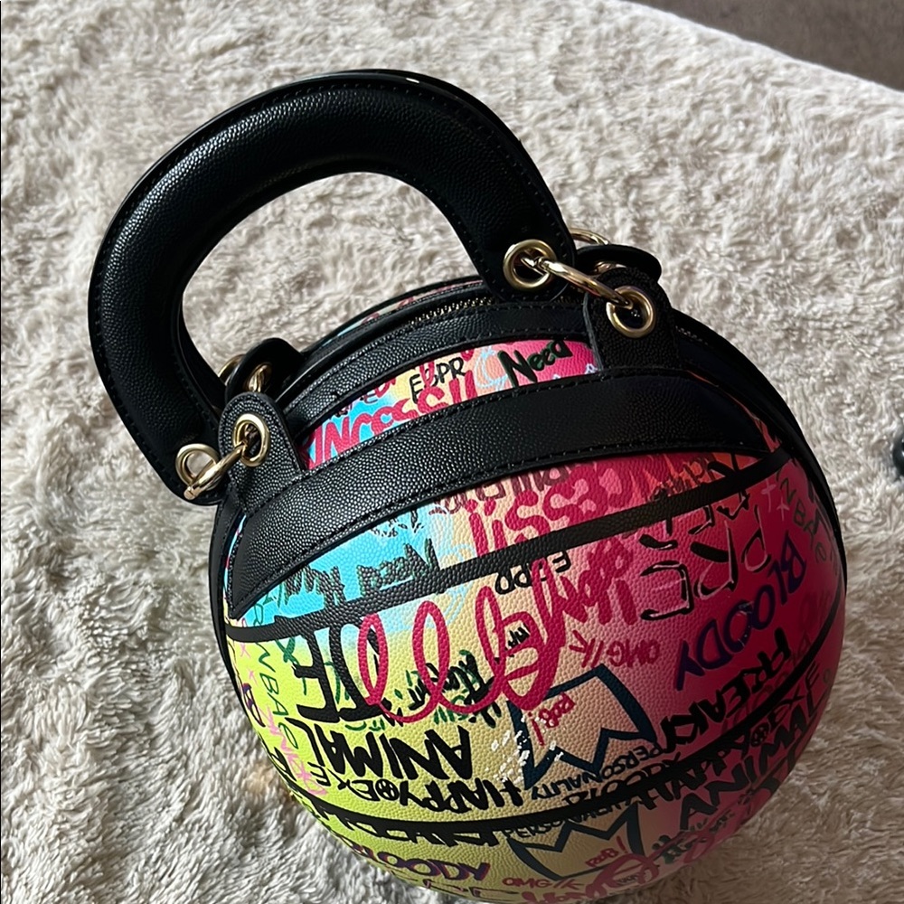 NWOT Mini Basketball Colorful Graffiti Print Women's Bag